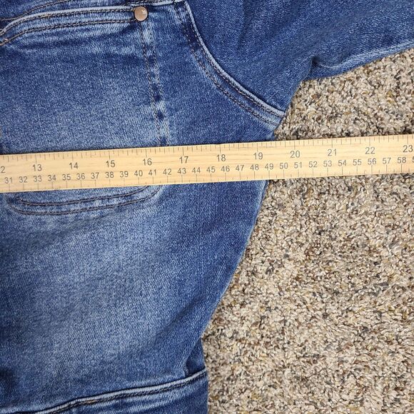 Judy Blue Women's Denim Utility Jumpsuit L Dark Denim Long Sleeve Coveralls - Picture 14 of 16